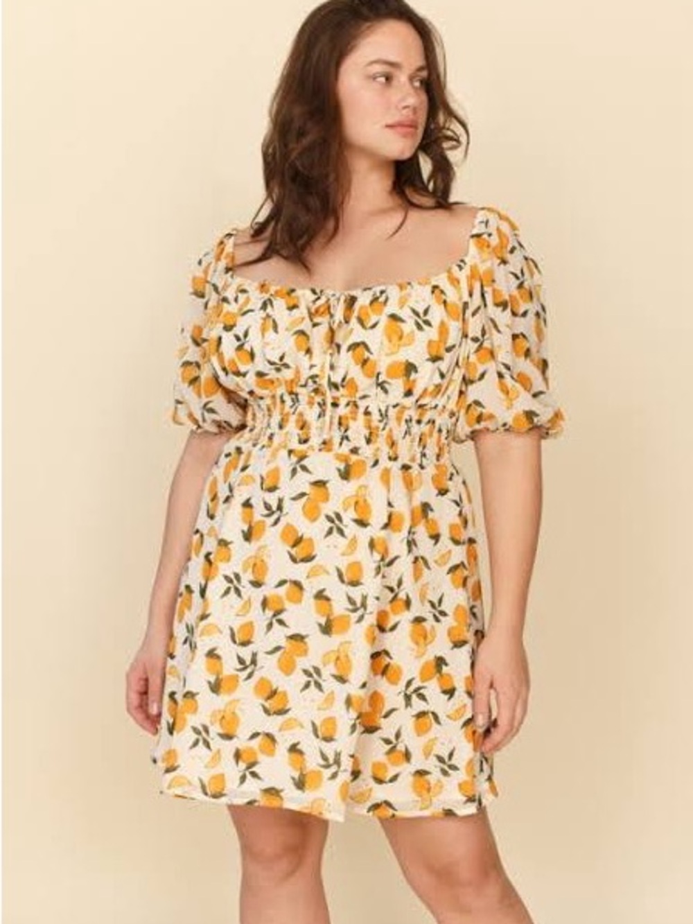 Reformation White Lemon-Print Mini Dress with Yellow and Green - Picture 4 of 6